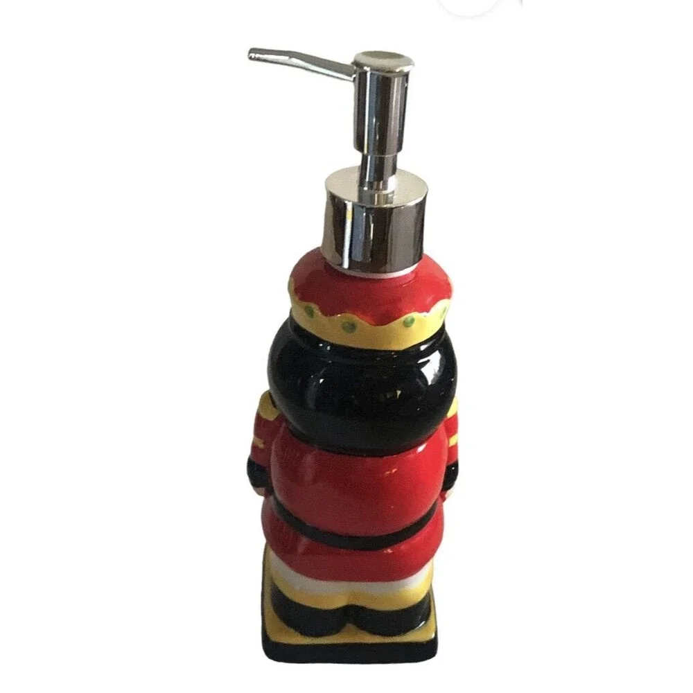 Christmas Nutcracker Soap Lotion Pump Dispenser Ceramic Holiday Winter 8.5 Tall